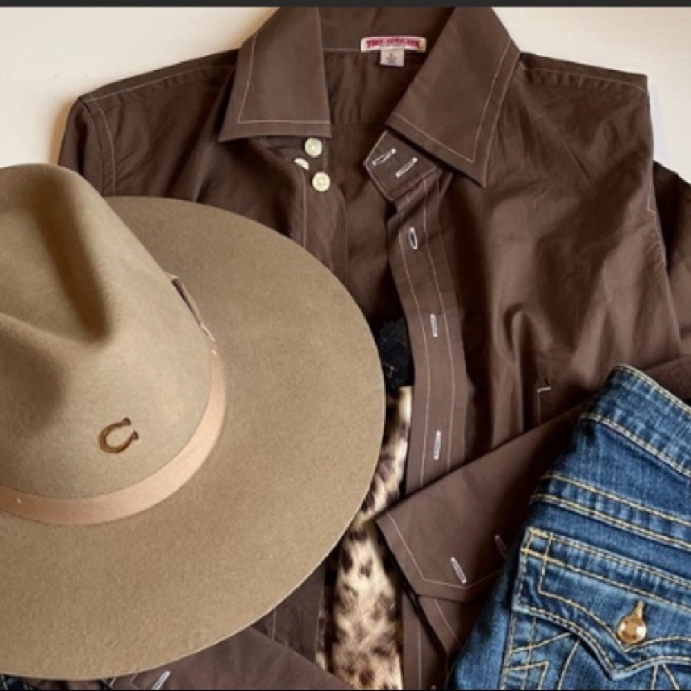 NWOT True Religion Western Button Front Shirt Wild West Rodeo Cowgirl Shirt M